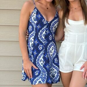 H&M Blue and White Mini Dress